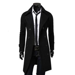 Men's Trench Coats Jaket Musim Gugur Merek Fashion Mantel Panjang Pria Kualitas Tinggi Slim Fit Warna Solid Double Breasted M 4Xl 230328