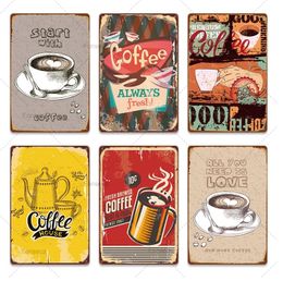 Vintage Shabby Chic Coffee shop Art Painting Sign Plaques Metal Vintage Wall Decor Plate for Bar Cafe Retro Metal Posters Iron Painting 30X20cm W03