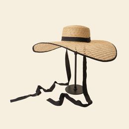 Wide Brim Hats King Wheat 2023 Spring Summer Straw Grass Natural Rattan Performance Women Sun Casual Blogger Seaside Beach Shoot Model CapWi