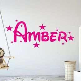 Wall Stickers Personalised Name Wall Sticker Stars Decal Door Boys Girls Childrens Name Custom Wall Decals for Nursery Kids Rooms Decor C923 230329