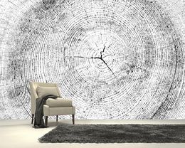 Wallpapers Papel De Parede Black And White Tree Trunk Cross-section Texture 3d Wallpaper Living Room Tv Wall Bedroom Bar Cafe Mural