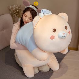 Kawaii Cherry Blossom Pink Bear Plush Toy Cartoon Animal Soft Plush Doll Bed Clamp Leg Pillow Send Girls Holiday Gift