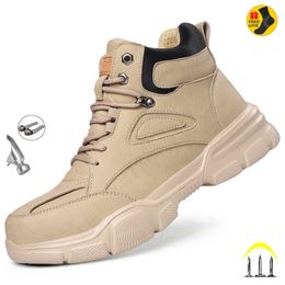 Dress Shoes Korea Waterproof Work Safety Indestructible Mens Security Boots With Steel Toe Antismash Sneakers Male Footwear 230329