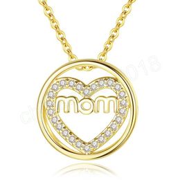 Round MOM Letter Pendant Necklace for Women 3 Colors Love Thanksgiving Mother's Day Jewelry Festival Gift