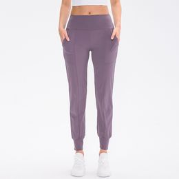 LL Women Yoga Ninth Pants Running Fitness Joggers Soft High Waist Elastic Casual Jogging Pants 4 Colors LL876