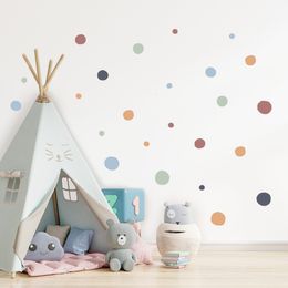 Wall Stickers Cartoon Colourful Polka Dots Children Wall Stickers Removable Nursery Wall Decals Poster Print Kids Bedroom Interior Home Decor 230329