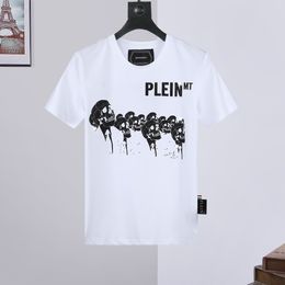 designer Shirts white black pleinxplein Mens T-Shirts skulls metal letters embroidered leather plein plan european fashion trend round neck SYY0