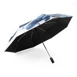 Umbrellas Fully Automatic Folding Umbrella Black Plastic Sunshade Portable Sunny And Rainy Cartoon