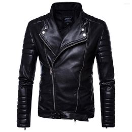 Motorcycle Apparel Men PU Leather Jacket Plus Size Black Mens Stand Collar Coats Biker Jackets Man Bomber
