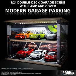 Electric RC Aircraft 1 24 Parking Lot Scene Car Model Storage Box Toy Garage Acrylic Transparent Dustproof Built In Light Collection Gift 230329