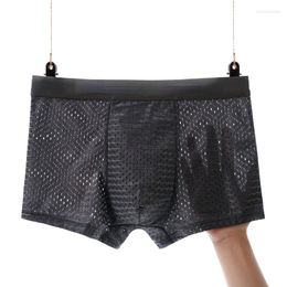Underpants Male Panties Cosy Men's Underwear Boxers Breathable Man Ice Silk Sexy U Convex Boxer Solid Comfortable Mesh Shorts