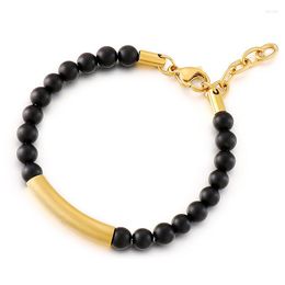 Strand Retro Black Onyx Beaded Chain Men&#39;s Women&#39;s Charm Bracelet Rhinestone Accessories Jewellery