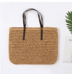 Duffel Bags Fitshinling Bohemian Summer 2023 Straw Bag Vintage Holiday Solid Tote For Women