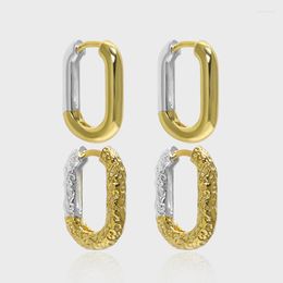 Hoop Earrings Kinel Authentic 925 Sterling Silver & Gold Double Colour Simple For Women Fashion Geometric Fine Daily Jewellery