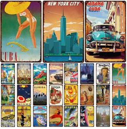 Vintage City Landscape Art Painting Metal Tin Signs Retro City Scenery Poster Wall Decor Home Bar Club Decoration Plate30X20cm W03