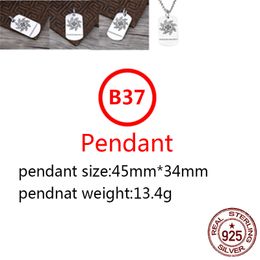 B37 S925 Sterling Silver Pendant Personalised Fashion Simple Couple Creative Cross Military Sign Letter Net Red Punk Hip Hop Dance Style Jewellery Lover Gift