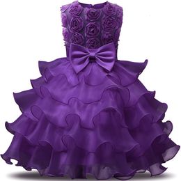 Girls Dresses Children Luxury Party Formal Wedding Birthday Kids Christmas Ceremonies Lace Tutu Flower 230329