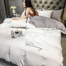 Bedding Sets Washed Cotton Set For El Or Bedroom Pure Colour Duvet Cover Pillowcase Bedspread Simple Fashion Bed Linen