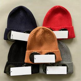 Berets 2023 Winter Glasses Hat Beanie Men's CP 1:1 High Quality Knitted Wool Ribbed Knit Lens Beanies Cap Hats For Men