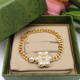 Woman Cuff Designer Chain Bracelets Fashion Double G Wedding Bangle Luxury Jewelry Women Men Metal Style GGity Crystal Pearl Bracelet Gift 4565