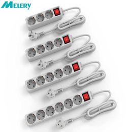 Sockets Meleryregleta de alimentacin con Protector contra sobretensiones adaptador de extensin de Cable de extensin de 56 m 3415 AC enchufe elctrico de la UE Z0327