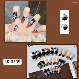 False Nails 2023 24PCS Long Press On Nail Cute Graffiti Design Fake Full Coverage Removable With Glue/Jelly Gel Artificial