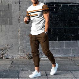 Men's Tracksuits Summer Sportwear Suit Short Sleeve T Shirt Long Pants Men 2 Piece Sets Men Tracksuit 3D Printed Casual Street Oversized Clothes W0329