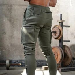 Men's Pants Design Men Jogger Cotton Sweatpants Gym Workout Fitness Trousers Male Skinny Sports Zip Pocket Bottoms For