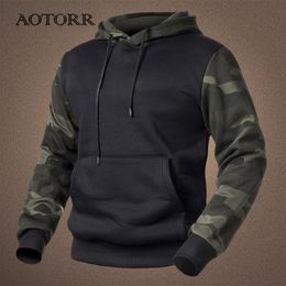 Mens Hoodies Sweatshirts Fleece 2023 Autumn Winter Casual Men Outwear Camouflage Pullover Male Hooded Collar Loose 4XL 230329