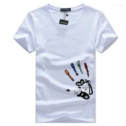 Men's T Shirts White T-shirt Male Short Sleeve Student Street Tide Card Simple Hundred Loose Print