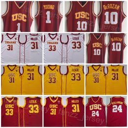 USC Trojans Jersey College DeMar DeRozan 10 1 Nick Young 24 Brian Scalabrine 31 Cheryl Miller 33 Lisa Leslie All Stitched Team Red White Yellow Shirt Color NCAA