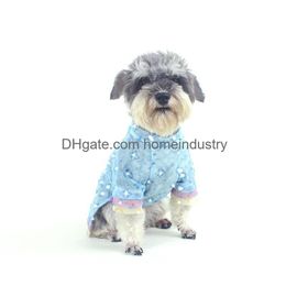 Dog Apparel French Luxury Designer Pet Summer L Old Flower Mesh Shirt Short Sleeves Teddy Cat Two Legs Wear For Middle Small Dogs Cl Dhk0V