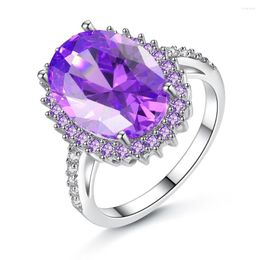Wedding Rings R425W-Z 2023 In Korean Accessories For Women Silver Plated Purple Zircon Jewellery Bride Ring Mothers Day Gift Mom