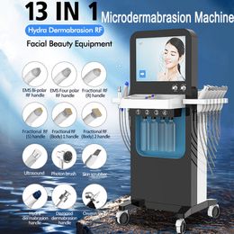 13 IN 1 Hydradermabrasion LED Light Ultrasound Therapy EMS Radio Frequency Machine Water Oxygen Aqua Peeling Hydrofacial Pore Cleansing Hydro Microdermabrasion