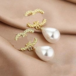 3style Classic Retro Style Letter Designer Stud Earrings Brand Letter Pearl Earring For Women Jewellery Accessory High Quality Wedding Gifts