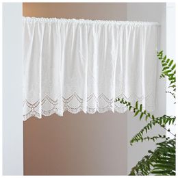 Curtain Yaapeet Short For Kitchen Door Half Cortinas Country Style White Cotton Lace Embroidery Thin Rideau Warm Room Decorate
