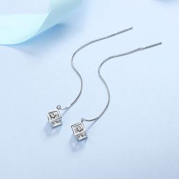 Ear Cuff Certified 2CT 4CT Long Drop Earrings For Women Sterling Silver Brilliant Diamond Brides Bridesmaid Dangling Earrings 230328