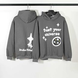 American High Street Fashion Brand Broken Believes in Your Cosmic Foam Graffiti Sweater Loose Couple Hoodie