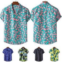 Men's Casual Shirts Fashion Mens Hawaiian Summer Shirt Printed Short Sleeve Big Us Size Hawaii Flower Beach Floral Patterns For Male 230329