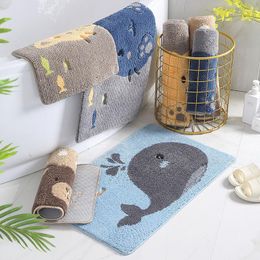 Carpets Ins Anti Slip Cartoon Whale Carpet Embroided Doormat Rugs Floor Mats Home For Bathroom Living Room Entrance Bed Hallway