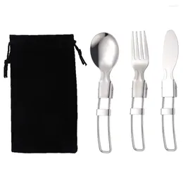 Dinnerware Sets Set Tableware Utensil Travel Cutlery Dinner Utensils Camp Fork Kitchen Flatware Folding Picnic Camping Personal Case Spoon