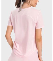 Women's Yoga Sports Tee Short Quick-dry Sleeve Loose Top T-shirt Crew Neck Fitness Sportwear Breathable Running Fitness Tennis Top LL875