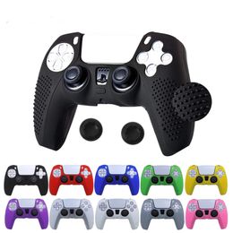 Anti-Slip Silicone Cover Skin For PlayStation Dualshock 5 PS5 Controller Camouflage Printing & Solid Colour Case Thumb Stick Grip Cap