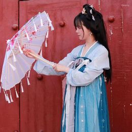 Umbrellas Chinese Style 82cm Oil Paper Pography Prop Silk Cloth Dance Umbrella Ancient Women Antique Tassels Cosplay