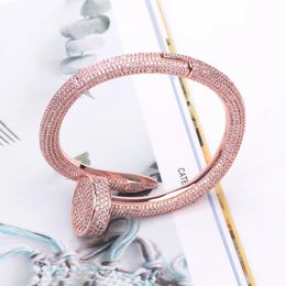 solid High gold silver nail bangle bracelet set diamonds luxury Designer for Women men fashion Bracelets Wedding Party Thanksgiving Valentine day gift wholesale