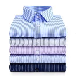 Men's Casual Shirts Men's Summer Clothes Men's Long Sleeve Social Shirts No-iron Blue Striped Shirt Overalls Elegant Mens Shirts Male Shirt for Men 230329