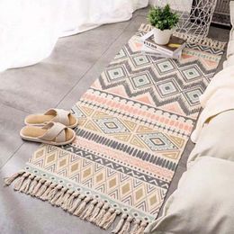 Carpet Cotton Tassel Home Woven Carpet Vintage Bohemian Style Carpet Prayer Mat Living Room Carpet Bedroom Decorative Bedding Carpet 230329