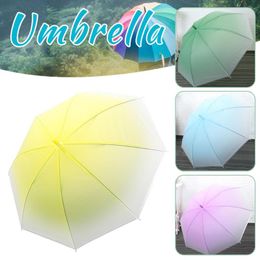 Umbrellas Transparent Colour Gradient Strong Waterproof Sunshade Long Handle Large Umbrella For Women Sun Rain UV