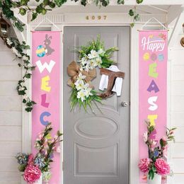 Decorative Flowers Wreaths Easter Wooden Cross Garland 18" Rattan Decor For Front Door Spring Welcome Sign Rustic De L4P5 P230310