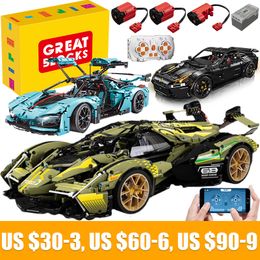 Other Toys Technical Car Building Blocks APP Remote Control Moter Power V12 MY88001 Bricks T5023 Super Sports RS6 Constructor Set Kids 230329